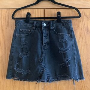 black distressed denim skirt